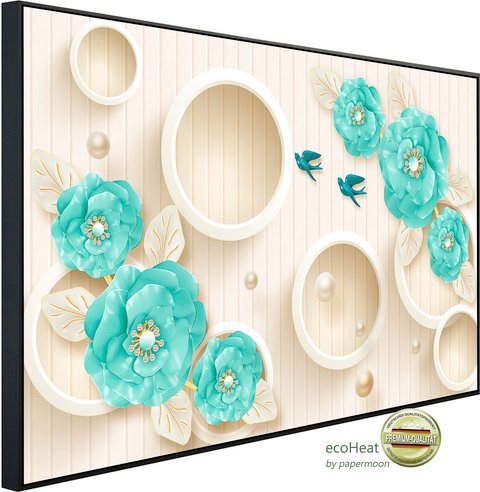 papermoon EcoHeat Infrarotheizung mit Blumenmuster in Bunt und Matt-Effekt mit App-Steuerung und Überhitzungsschutz - Bild 1