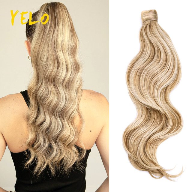 Yelo Pferdeschwanz-Echthaarverlängerung, Remy-Haar, blond, gewellt - Bild 1