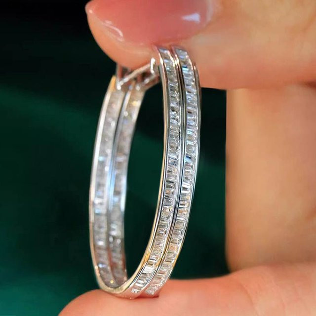Huitan Mode Creolen, Silber, Zirkonia, Damen - Bild 1
