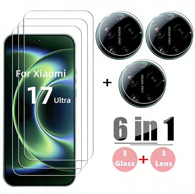 Xiaomi 17 Ultra Displayschutzfolie aus gehärtetem Glas mit Objektivschutz, transparent - Bild 1