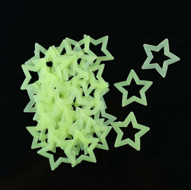 Bai Fen Bai dolls and toys 3D Hohlstern Wandaufkleber Gelb – Fluoreszierende Leuchtsterne für Kinderzimmer und Wohnzimmer - Bild 1