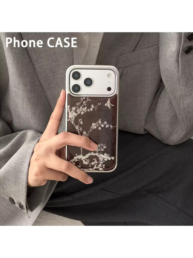 DecoPhone Handyhülle im koreanischen INS-Stil mit Retro-Blumenmuster und Schleife in Braun und Silber für iPhone XR bis iPhone 17 Pro Max - Bild 3