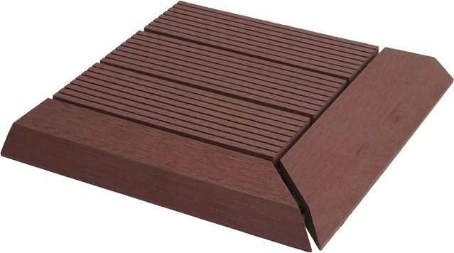 BERLINLODGE WPC Eck-Bodenfliese mit Abschluss in Coffee Linear, Holzoptik, Rechts, B/T: 30 x 30 cm - Bild 1