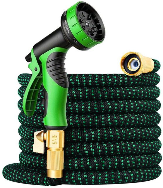 TOOLCRAFT Hochdruckwasserpistolen-Set mit Teleskopschlauch X20 in Grün, Länge: 2,5 m bis 7,5 m - Bild 1