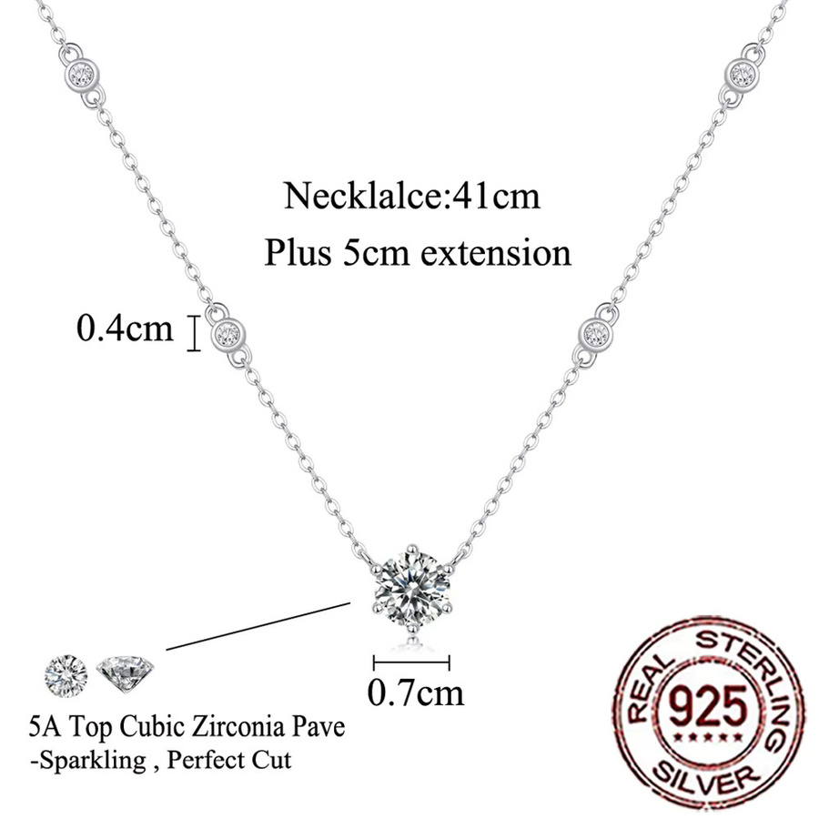 CWWZircons Halskette, 925 Silber, Zirkonia, Damen - Bild 2