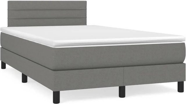 vidaXL Boxspringbett Hybrid mit Matratze und Kopfteil Dunkelgrau B: 120 cm, T: 200 cm - Bild 1