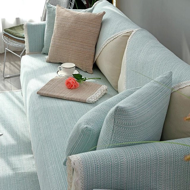 A Family Of Home Textiles Universelles rutschfestes Sofa-Sitzkissen aus Baumwolle in Blau, modernes quadratisches Design, B/T: 70 x 70 cm - Bild 1