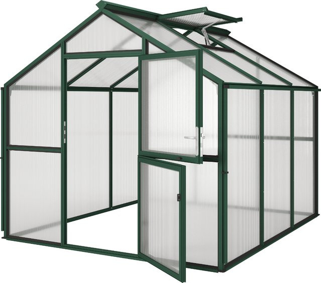 KGT Gewächshaus Novum III in Tannengrün mit 8,4 m² Fläche und 10 mm HKP - Bild 1