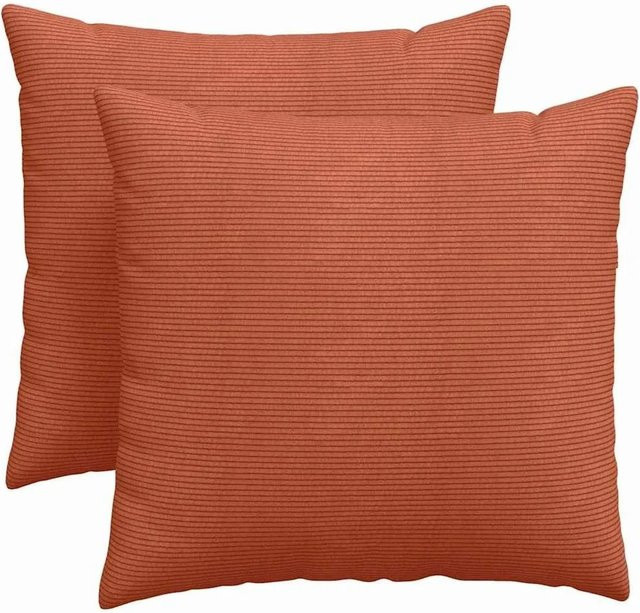 vidaXL Sofakissen 2er-Set aus Cordstoff in Rot-Orange, B/B: 45 x 45 cm - Bild 1