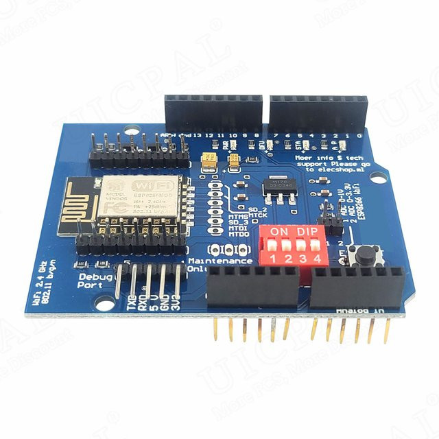 ESP8266 Serielles WiFi-Erweiterungsplatinenmodul ESP-12E Entwicklungsboard für Arduino R3 in Blau - Bild 1