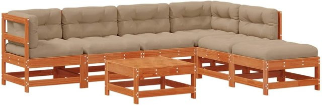 vidaXL Garten-Lounge-Set 7-teilig aus massivem Kiefernholz in Braun - Bild 1