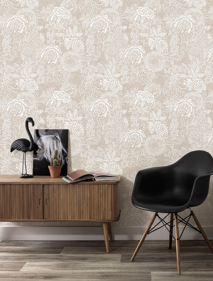 KEK Amsterdam Tapete Rieder 1 FR-012 in Beige mit floralem Art Nouveau Design - Bild 1