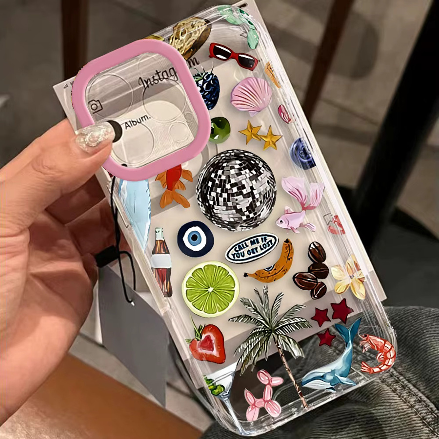 Transparente iPhone Schutzhülle mit Meerlandschaft und Zitronen-Design für iPhone 16 bis iPhone 8 Plus, Multicolor - Bild 3
