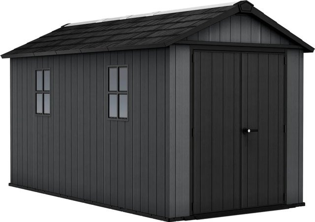 Keter Gartenhaus Newton 7513 Modular in Grau mit Holzlook, Kunststoff und Stahl, B/T/H: 413 x 230 x 246 cm - Bild 1