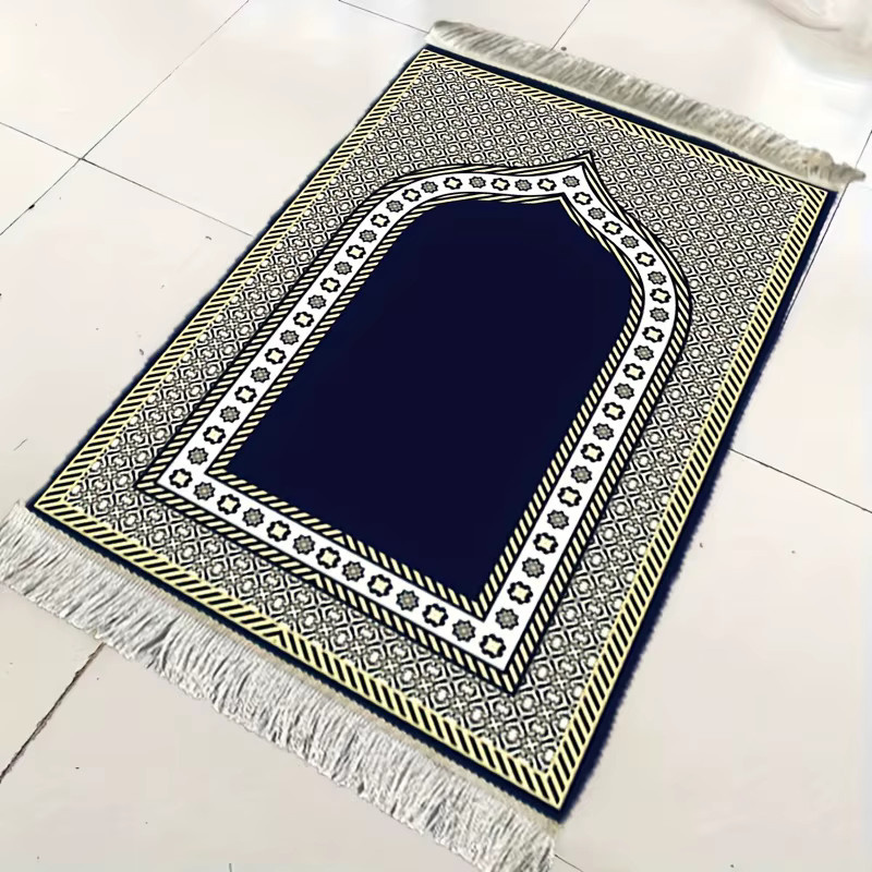 VIKAMA Tragbare Gebetsmatte im Pilgerdesign, Faltbarer Islamischer Gebetsteppich in Blau, Weicher Orientalscher Teppich für das Wohnzimmer - Bild 2