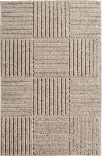 Kadima Design Hochflorteppich Cord-Streifen-Patchwork in Beige, Waschbar, B/T: 80 x 250 cm - Bild 1