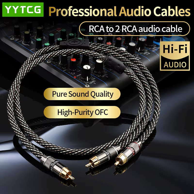 YYTCG HIFI RCA zu 2RCA Audiokabel aus 6N OFC für Subwoofer, Lautsprecher, DVD, TV und Verstärker - Bild 2