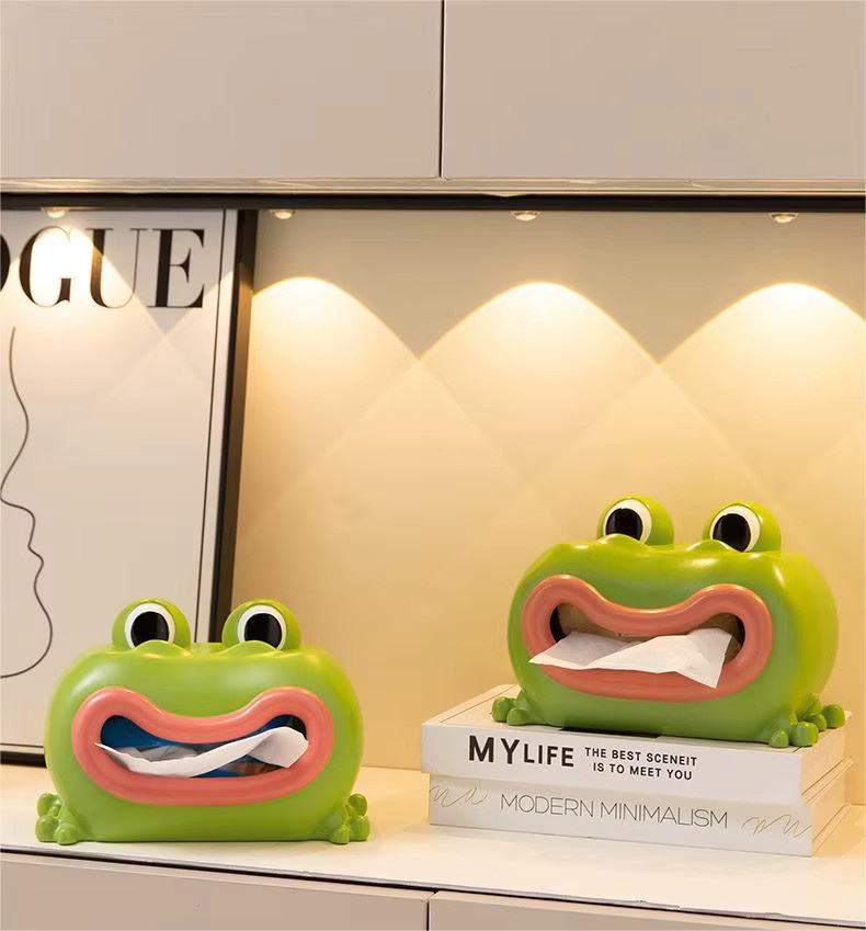 Grüne Taschentuchbox aus Kunststoff mit Froschdesign - Bild 3