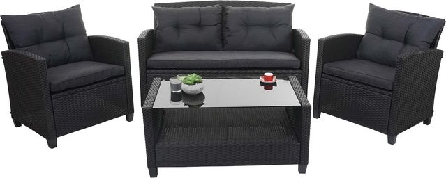 MCW XXL Poly-Rattan Garten-Lounge-Set F10 in Anthrazit mit Polsterkissen - Bild 1