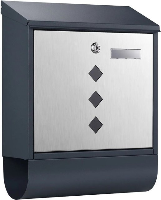 Wiltec Briefkasten V36 aus Edelstahl in Anthrazit, Wandmontage, B/T/H: 30,5 x 10,5 x 38,5 cm - Bild 1