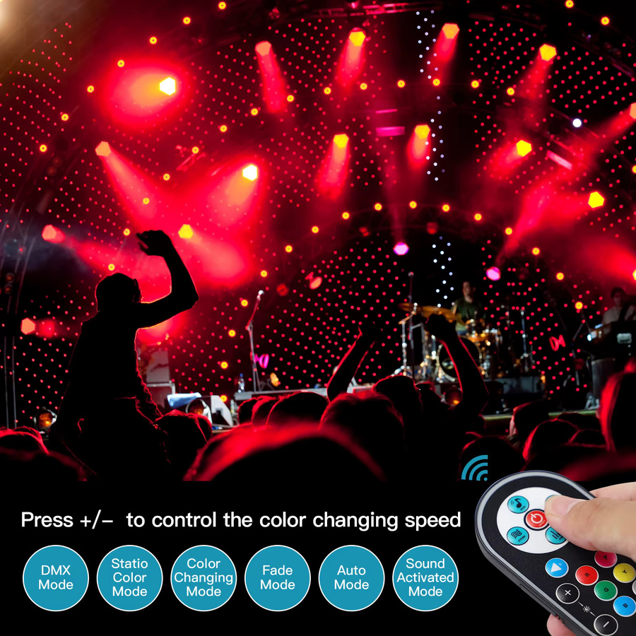 U'king RGB LED Par Lights Set mit 36 LEDs, DMX512, Fernbedienung und Sound-Aktivierung, Schwarz - Bild 3