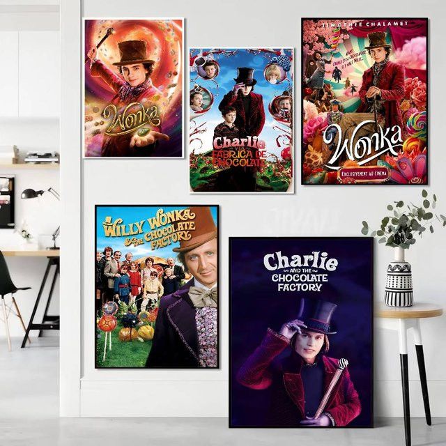 Kawaii Anime Poster Charlie und die Schokoladenfabrik wasserfeste Papieraufkleber zur Raumdekoration - Bild 1