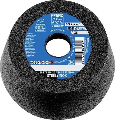 PFERD Schleiftopf SG STEELOX 110-20A 36 für Edelstahl, Grau, 2er-Set, Durchmesser: 11 cm - Bild 1
