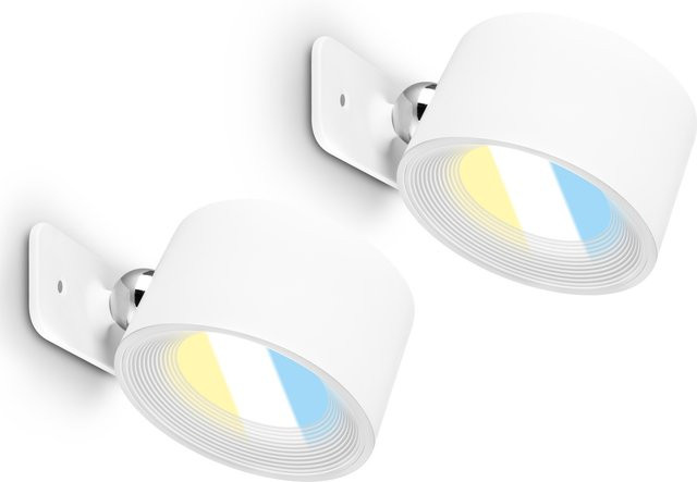 BRILONER 2er Set kabellose Wandleuchten in Weiß mit Akkubetrieb, 3-Stufen Touchdimmer und integriertem Akku - Bild 1