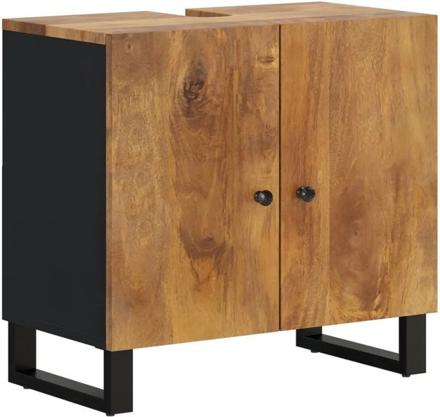 vidaXL Waschbeckenunterschrank Modell 1 aus Massivholz Mango und Holzwerkstoff in Braun, B: 62 cm, H: 58 cm, T: 33 cm - Bild 1