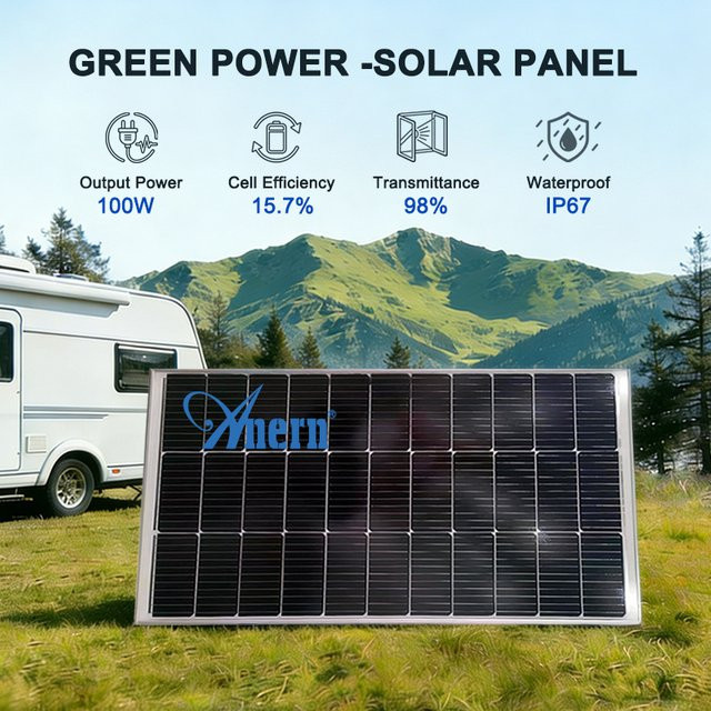 Anern Solarpanel 100 W monokristallin 18 V IP67 wasserdicht für Camping, RV und Zuhause - Bild 1