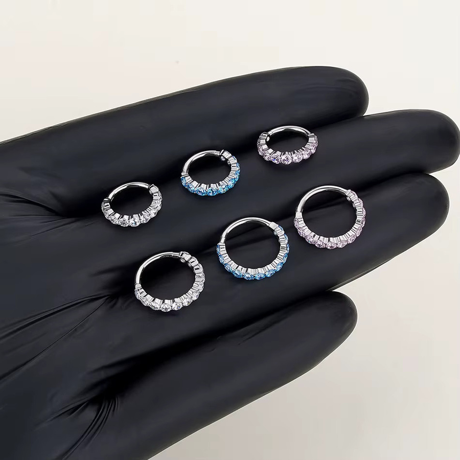 Xpircn Nasenringe, Titan, Zirkonia, Silber - Bild 2