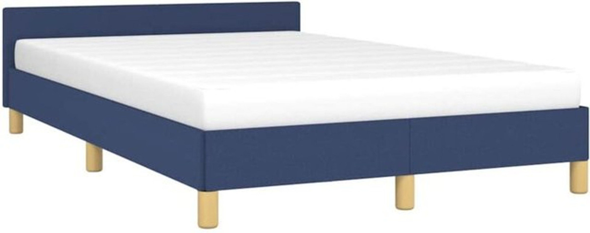 Vidaxl Polsterbett mit Kopfteil aus Stoff in Blau, B/T/H: 120 x 200 cm - Bild 1