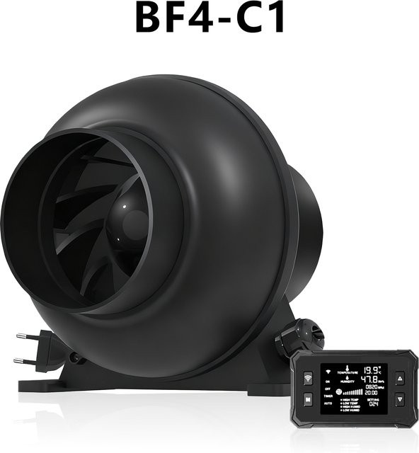 KAVUNION EC-Kanalventilator C1 in Schwarz mit WLAN und einstellbarem Controller, Durchmesser: 100 mm - Bild 1