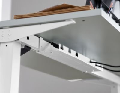 Schäfer Shop Select Schreibtisch Start Off elektrisch höhenverstellbar, Rechteck mit T-Fuß, Eiche/weiß, B/T/H: 160 x 80 x 75,5-125,5 cm - Bild 1