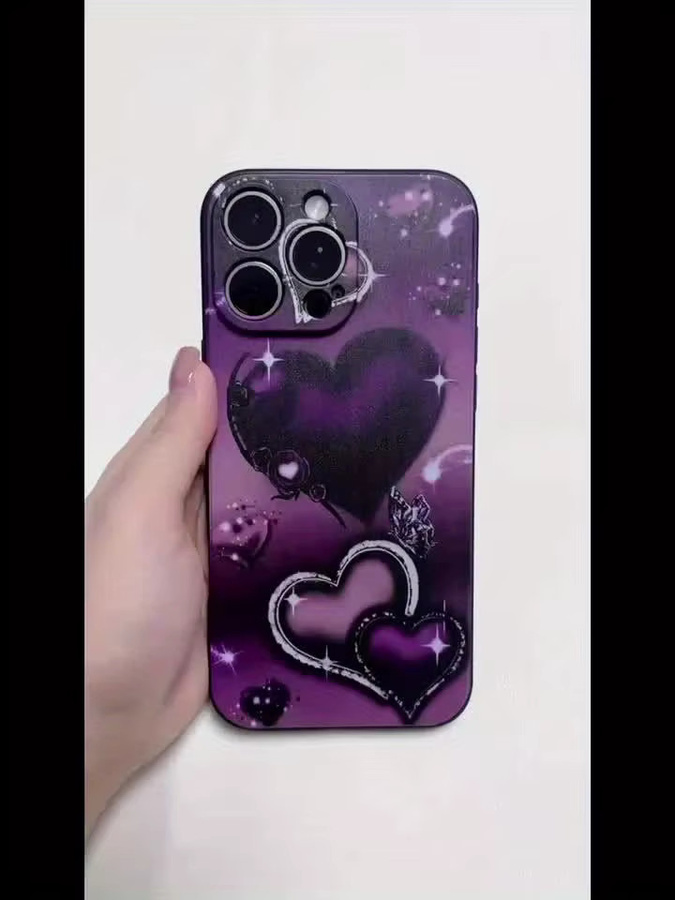 Mairuige Handyhülle mit lila Herzmuster für iPhone 17 16 15 14 13 12 11 Pro Max Plus in Lila und Beige, stoßfeste Rückseite und Anti-Fingerabdruck-Beschichtung - Bild 4