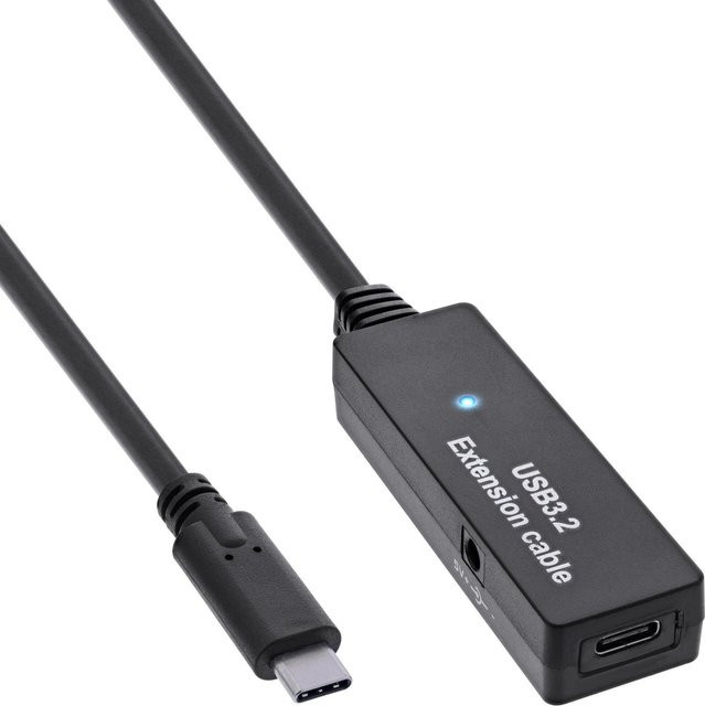 InLine USB 3.2 Gen.1 Aktiv-Verlängerung mit USB-C Stecker auf USB-C Buchse, Schwarz, 5m (35650C) - Bild 1