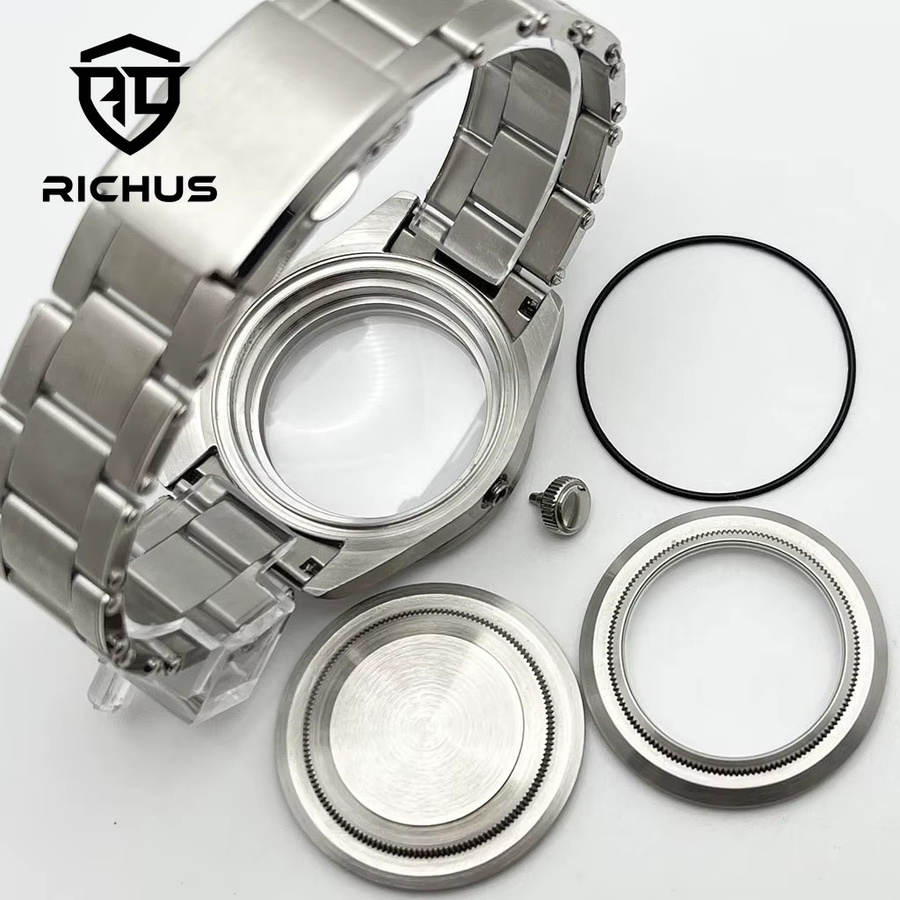 RICHUS Uhrengehäuse Edelstahl, Silber, 39 mm, Saphirglas, Uhrenzubehör - Bild 4