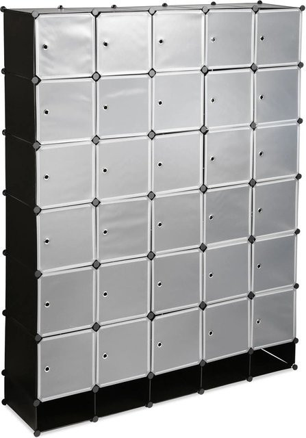 Relaxdays Kleiderschrank Stecksystem aus Kunststoff und Metall in Schwarz, erweiterbar, B/T/H: 234 x 180 x 46,5 cm - Bild 1