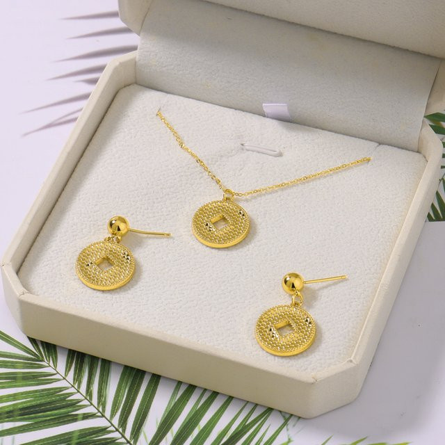Schmuckset YM, Anhänger-Halskette, Ohrringe, Goldfarben, Damen - Bild 1