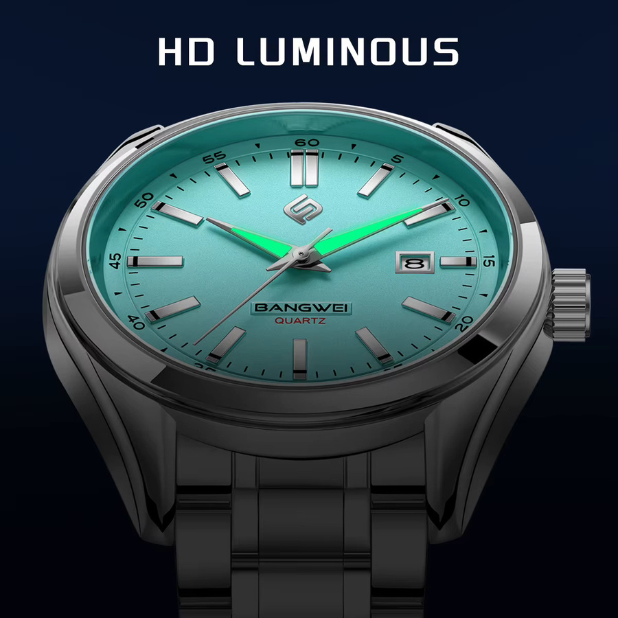 LIGE Armbanduhr Quarz, Edelstahl, Silber, Herren, Datum, Leuchtzeiger - Bild 5
