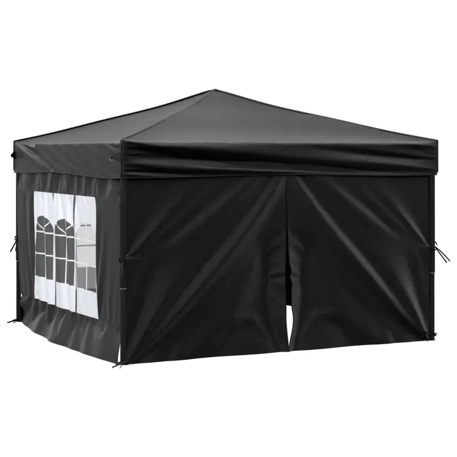 vidaXL Partyzelt faltbar mit Seitenwänden und Fenstern, Schwarz/Silber, B/T/H: 3 x 3 x 2,45 m - Bild 2