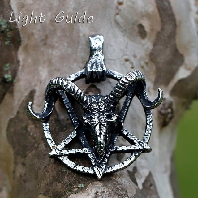 Anhänger Halskette 316L Edelstahl, Viking, Satan Dämon Schafe Kopf, Herren - Bild 1