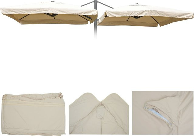 Ersatz-Sonnenschirmbezug T44 von MCW für Doppel-Ampelschirm mit 8 Streben, Farbe: Beige, Material: Polyester, B/T/H: 300 x 300 cm - Bild 1