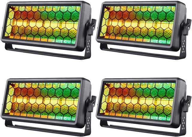 Yiflamefly 4er-Set RGB COB LED Wandfluter mit Pixel-Steuerung und DMX, 120W Bühnenbeleuchtung in Schwarz für DJ, Party, Hochzeit und Club - Bild 1