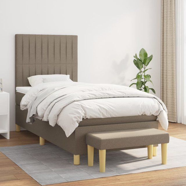 vidaXL Boxspringbett mit Matratze Hybrid-Design in Taupe, B/T/H: 80 x 200 cm - Bild 2