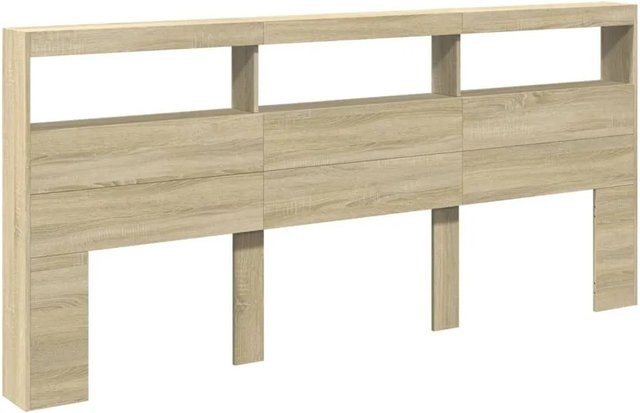 vidaXL LED-Kopfteil mit Ablage und USB-Ladeport in Sonoma-Eiche, B/T/H: 220 x 17 x 102 cm - Bild 1