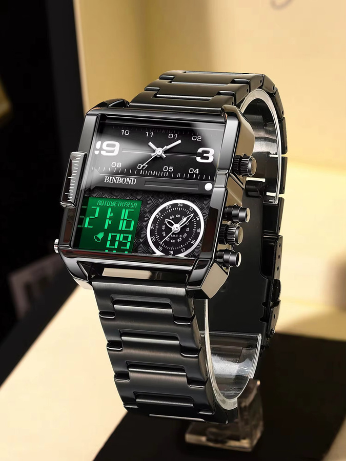 BINBOND Armbanduhr, Quarz, Edelstahl, Schwarz, Herren - Bild 6
