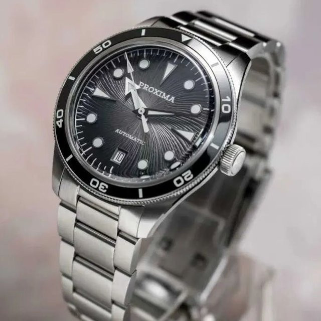 Proxima Armbanduhr Automatik, Edelstahl, 39 mm, Herren, Schwarz - Bild 1