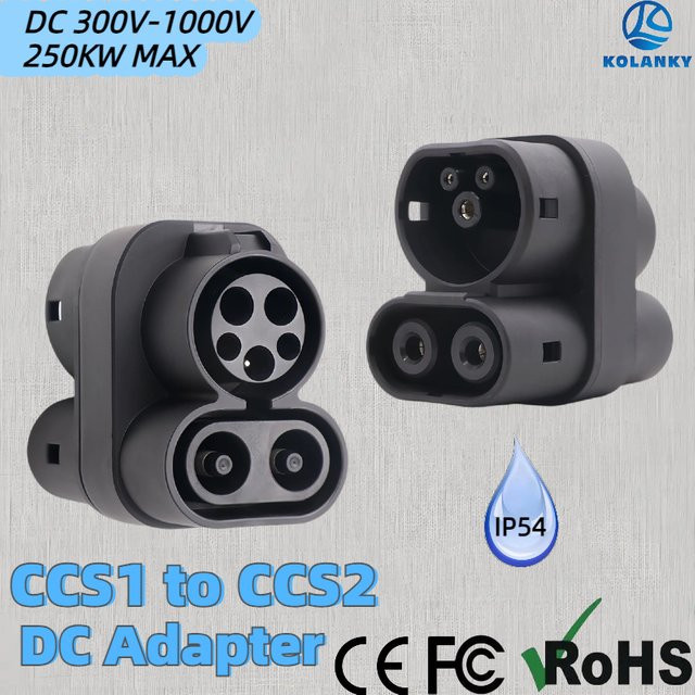 KOLANKY CCS1 zu CCS2 Ladeadapter für Elektroautos, DC 1000V 250A, Farbe: Schwarz - Bild 1
