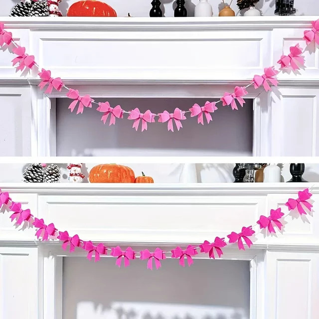 Runtowo Filz-Schleifengirlande in Pink als Party-Dekoration für Hochzeit, Geburtstag oder Babyparty - Bild 1